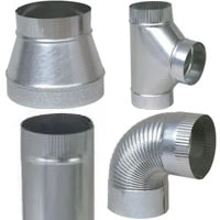 Stove Pipe, Hvac, Galvanized Single-Wall, Pipe and Fittings